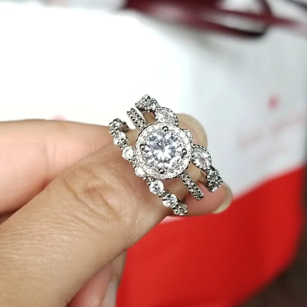 💎NEW💎3 PC S925 SIMULATED DIAMOND RING SET - Picture 3 of 10